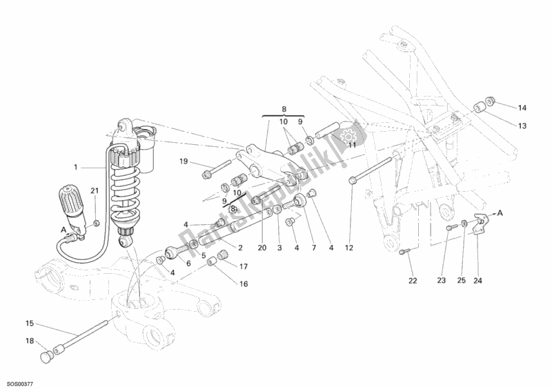 Alle onderdelen voor de Schokdemper Achter van de Ducati Multistrada 1100 S 2009